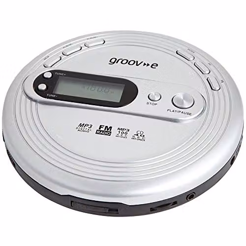 Groov-e Retro Series Personal CD Player with FM Radio, Silver