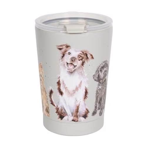 Wrendale Designs A Dog's Life Stainless Steel Thermal Travel Coffee Cup with Lid, Multicolour, 320ml