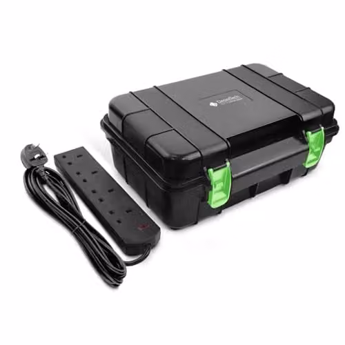 Desiretech Weatherproof Outdoor Electric Box with 4 Gang 10m Extension Lead, IP54 Rated Heavy-Duty Power Supply, Black