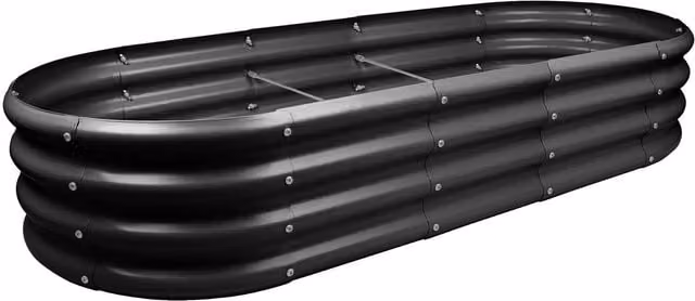 Harbour Housewares Black Galvanised Steel Rounded Raised Garden Bed