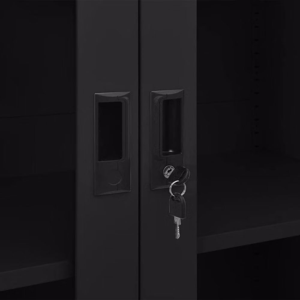 Berkfield Home Office Cabinet in Black with Glass Doors and Adjustable Shelves, W/D/H: 90 x 40 x 180 cm – 2