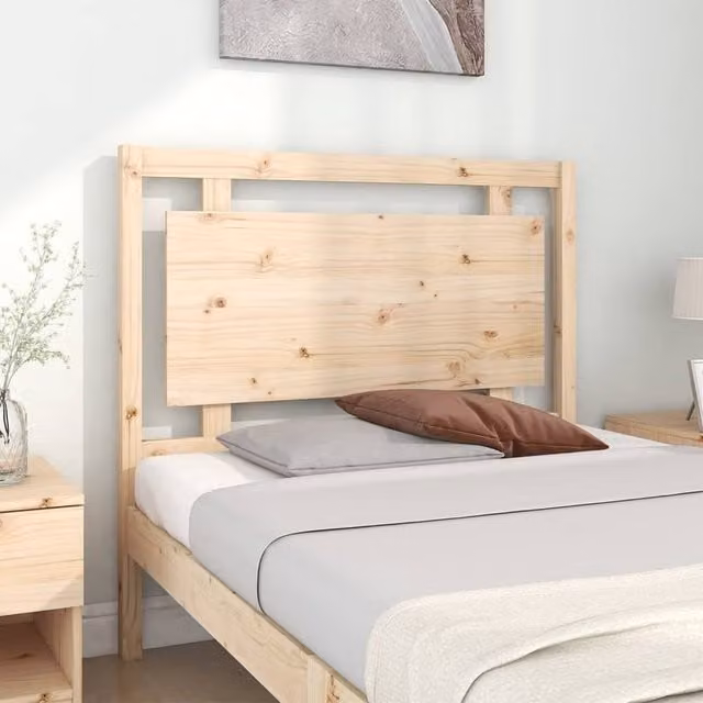 Berkfield Home Beautiful Bed Headboard in Natural Solid Pine Wood, W: 105.5 cm, D: 4 cm, H: 100 cm