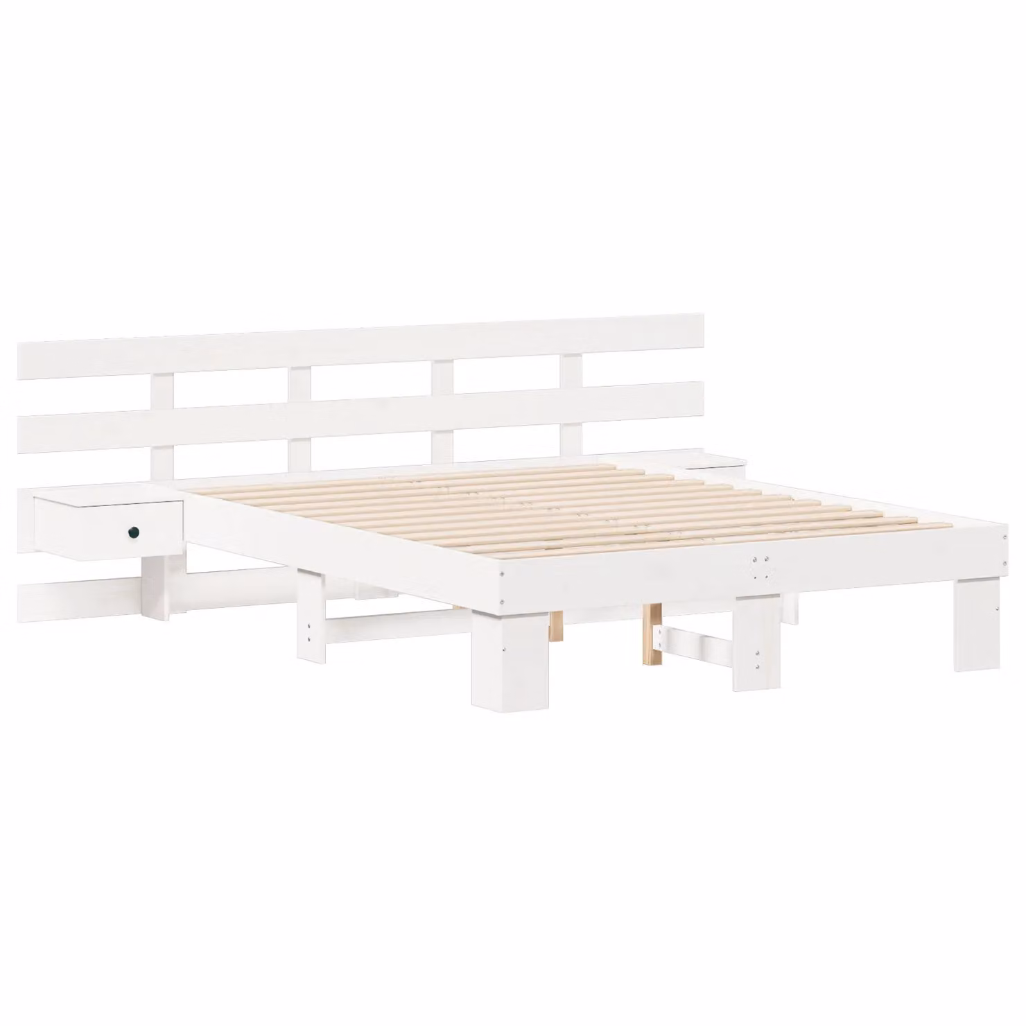 Berkfield Home White Solid Pine Wood Bed with Drawers W/D/H: 120 x 200 cm – 2