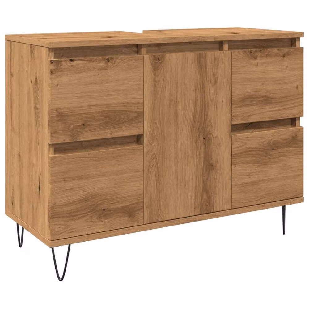 Berkfield Home Artisan Oak Bathroom Cabinet in Brown, W/D/H: 80 x 33 x 60 cm – 2