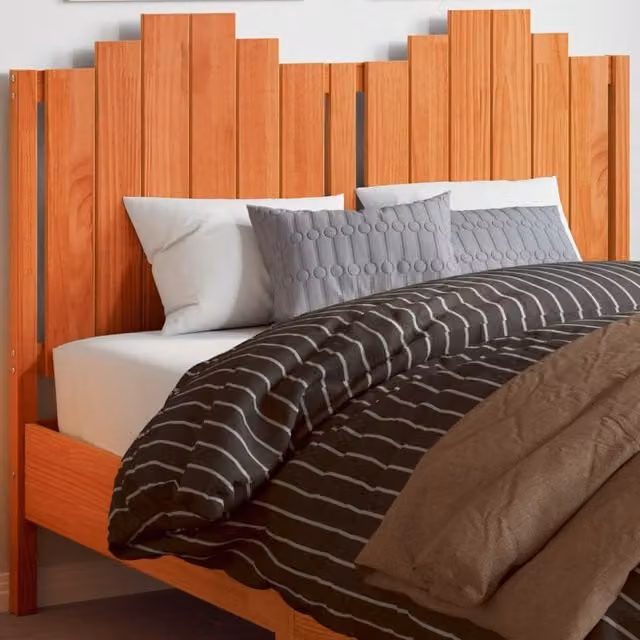 Berkfield Home Rustic Solid Wood Pine Headboard in Wax Brown, 135 cm – 1