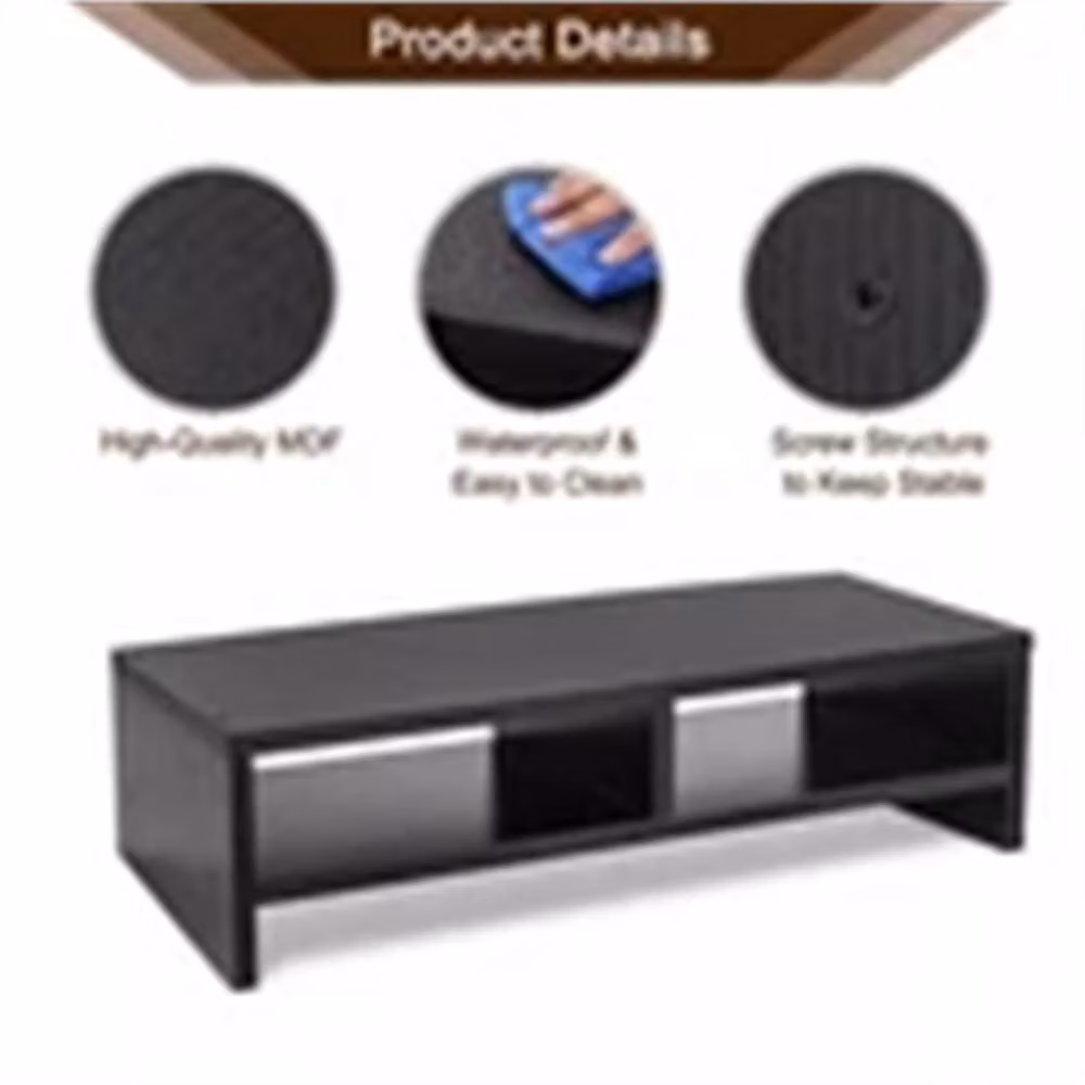 Nordara Black Computer Desktop Monitor Stand in Black, Width: 100 cm – 3