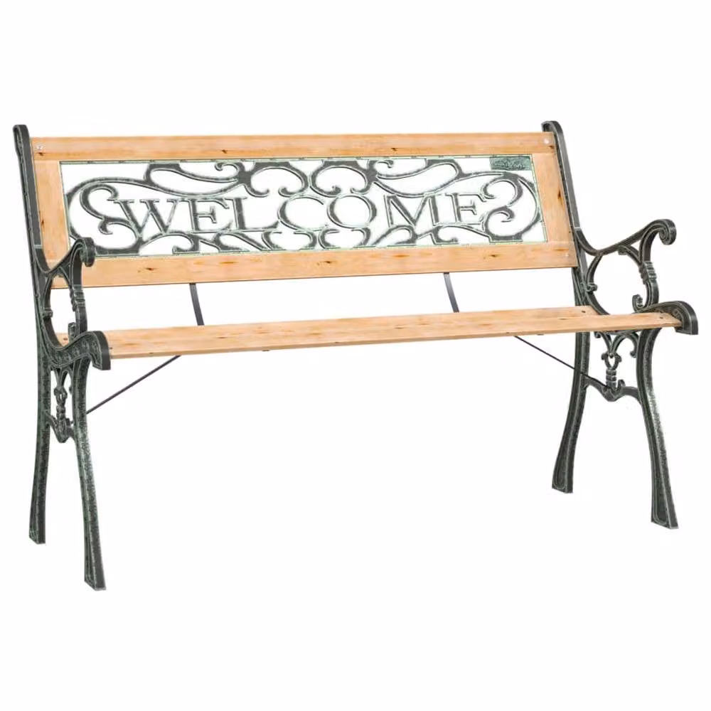 Berkfield Home Garden Bench in Brown Solid Firwood, Width: 122 cm – 2