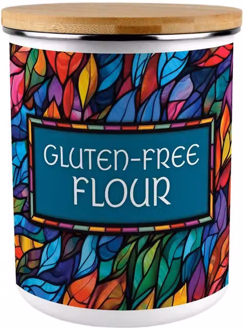 Purely Home Stained Glass Patterned Enamel Gluten-Free Flour Canister, 2.7 l, Multicolour – 3