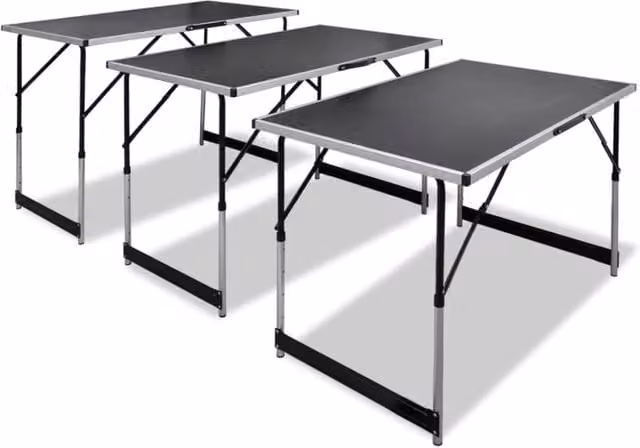 Berkfield Home 3-Piece Foldable Height Adjustable Pasting Table in Black – 1