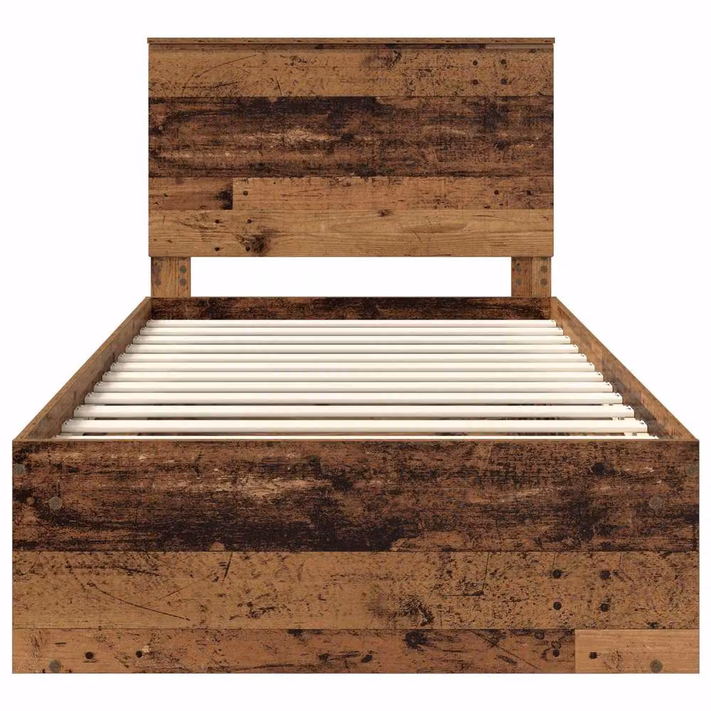 Berkfield Home Modern Bed Frame with Headboard in Brown Pine Wood, W/D/H: 100 x 200 cm – 4