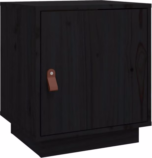 Berkfield Home Black Rustic Solid Wood Pine Bedside Cabinet W/D/H: 40 x 34 x 45 cm