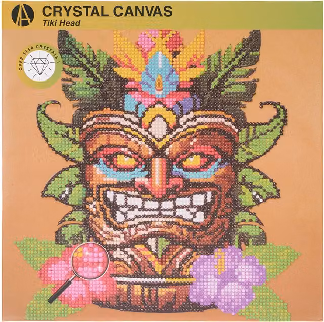 Art Studio Tiki Head Crystal Canvas Kit in Brown and Multicolour