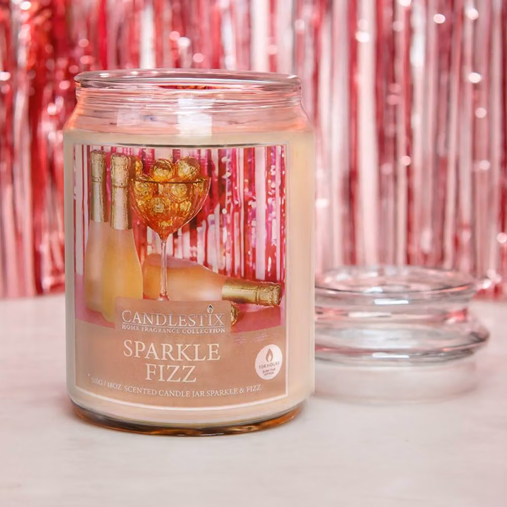 Voltico Sparkle Fizz Scented Soy Wax Candle in Yellow Glass Jar, 510 g – 2