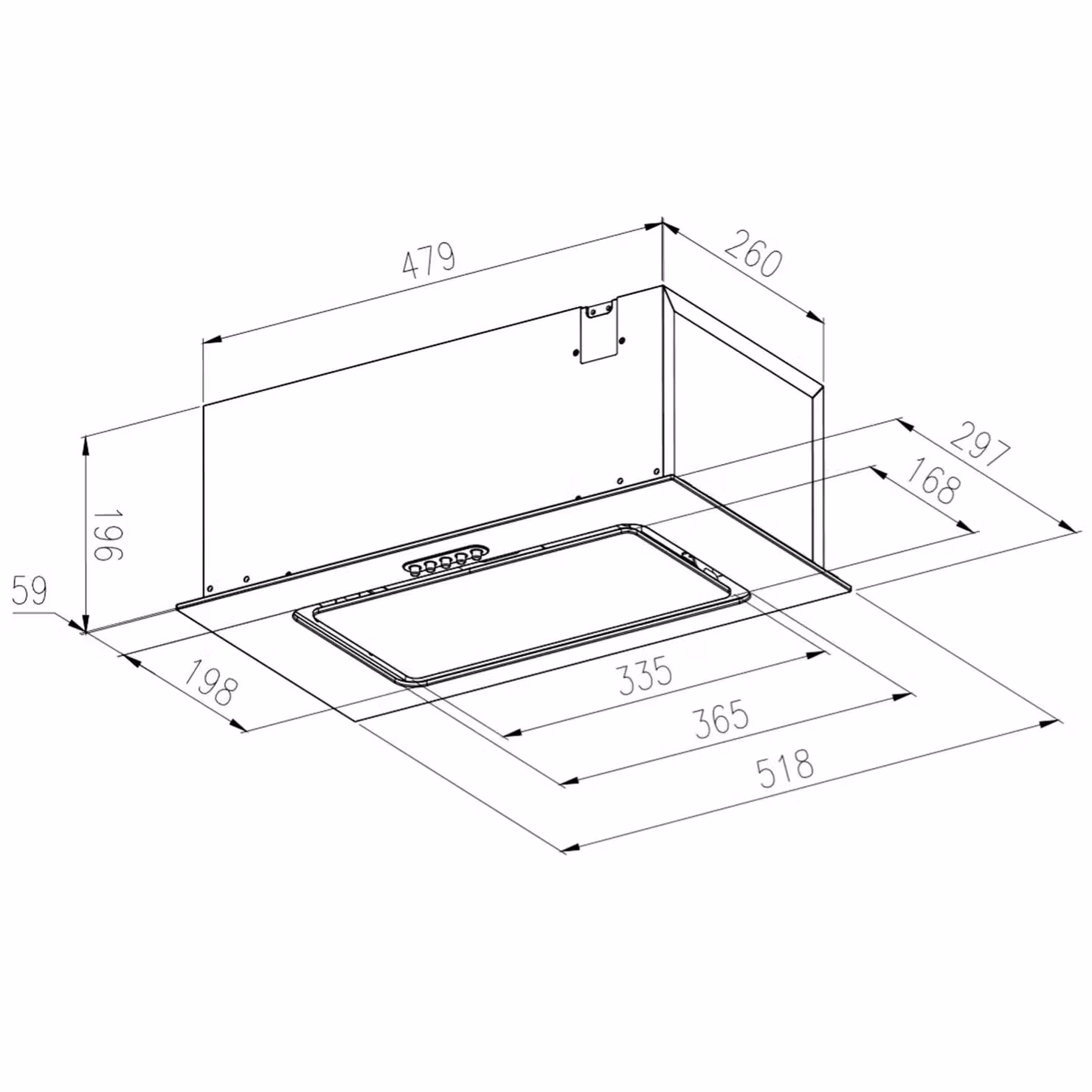 SIA Black Glass Built In Under Canopy Kitchen Cooker Hood – 2