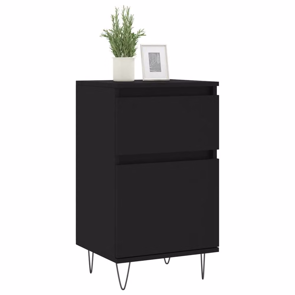 Berkfield Home Set of 2 Black Classic Sideboards in Engineered Wood, W/D/H: 40 x 35 x 70 cm – 3