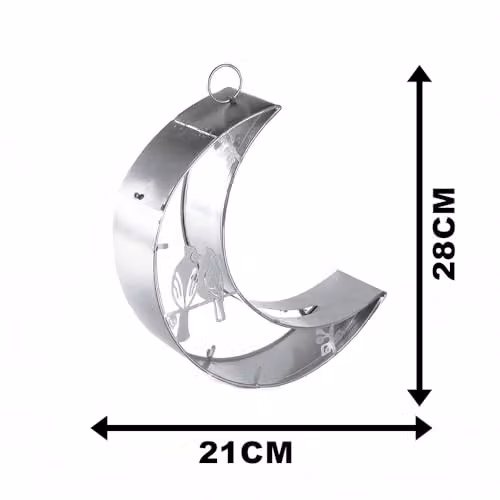 Garden Mile Large Moon Hanging Bird Feeder in Silver Metal – 2