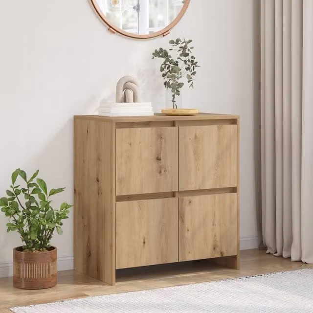 Berkfield Home Artisan Oak Sideboard with Door in Brown, W/D/H: 70 x 41 x 75 cm – 1