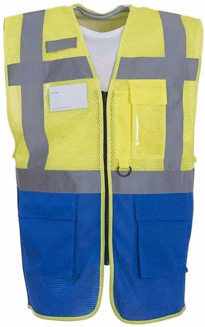 Yoko Unisex Adult Hi-Vis Vest in Yellow and Blue, Size S