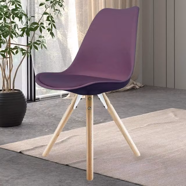 Fusion Living Soho Dining Chair with Pyramid Light Wood Legs - Purple