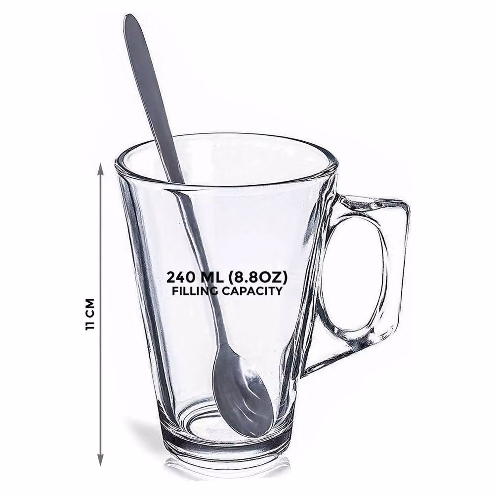FLAVORA 6 Pack Clear Glass Latte and Cappuccino Cups – 2