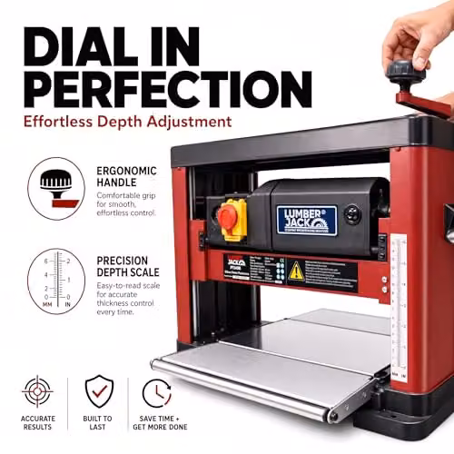 Lumberjack Portable Bench Top Planer Thicknesser, 330mm, Red – 4
