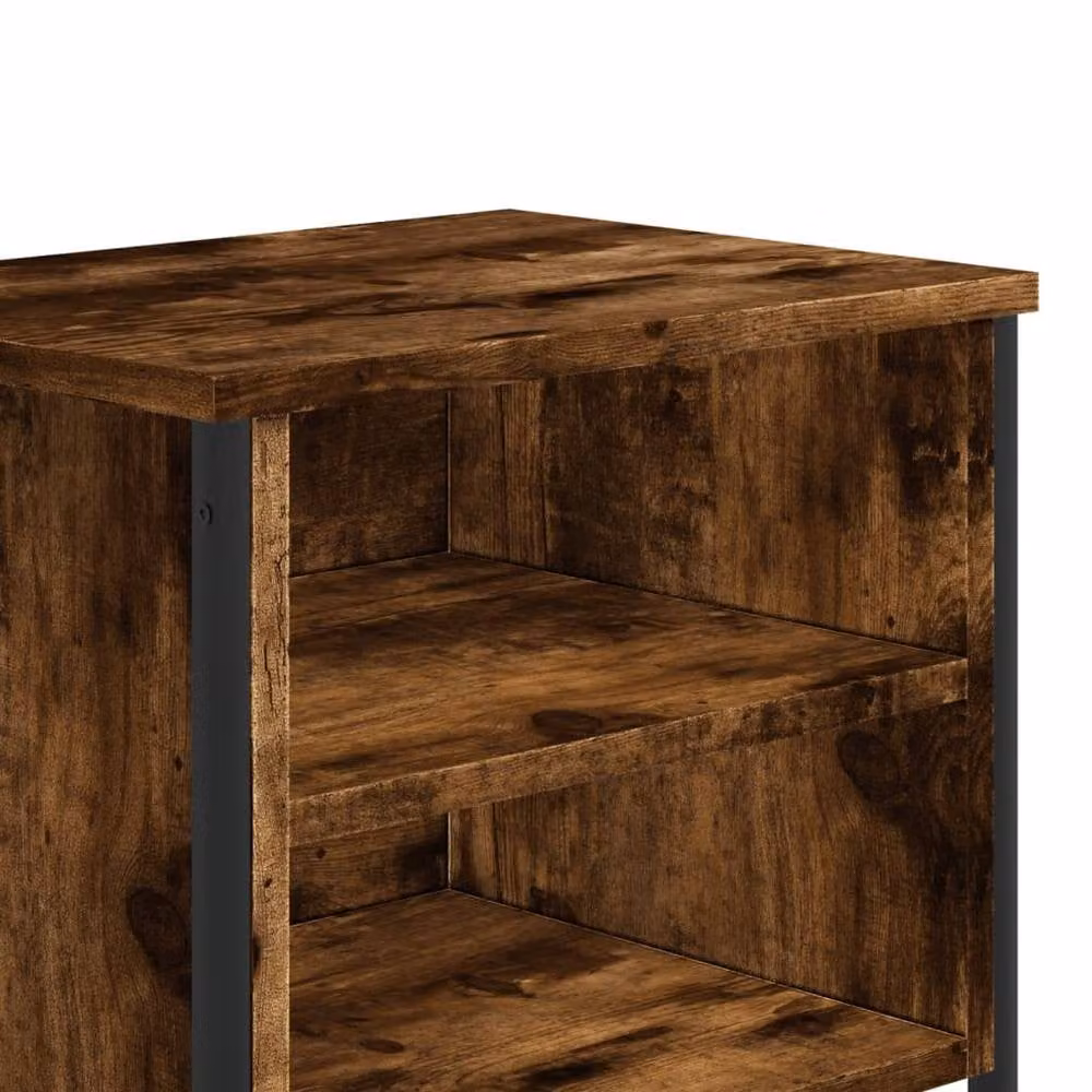 Berkfield Home Set of 2 Smoked Oak Bedside Cabinets in Brown, W/D/H: 40 x 30 x 40 cm – 7