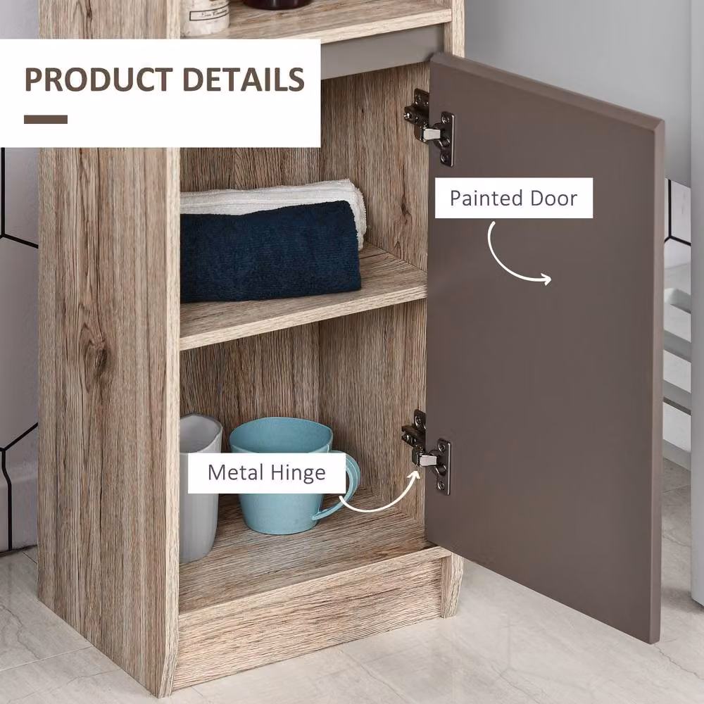 STILVORA Modern Freestanding Bathroom Cabinet in Light Oak with Adjustable Shelves and Hinged Doors, H: 170 cm, W: 30 cm – 3