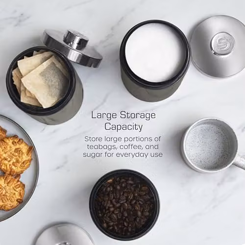 Swan Townhouse Set of 3 Airtight Stainless Steel Storage Canisters in Grey, 1.6 l – 3