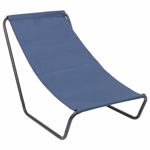 Harbour Housewares Navy and Black Textilene Sun Lounger with Powder Coated Steel Frame – 1