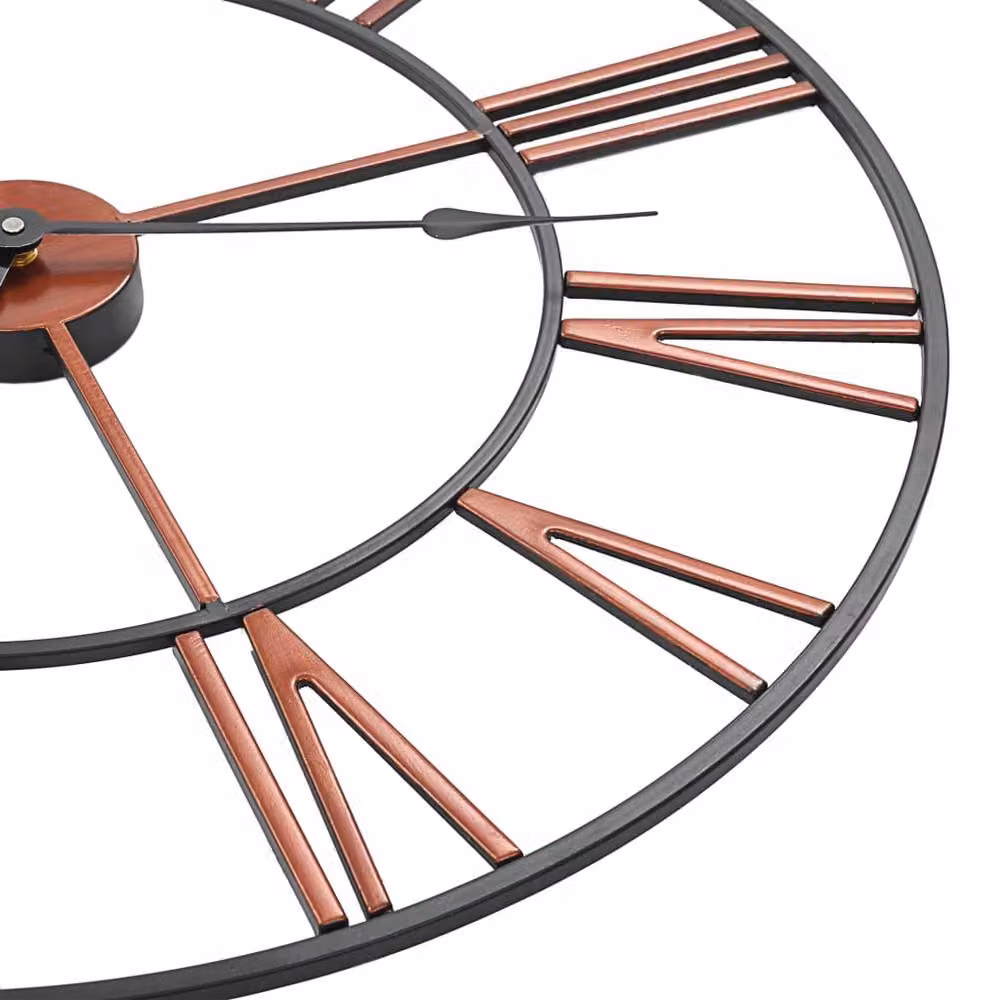 Berkfield Home Round Metal Analog Quartz Wall Clock in Red and Black, Diameter: 58 cm – 3