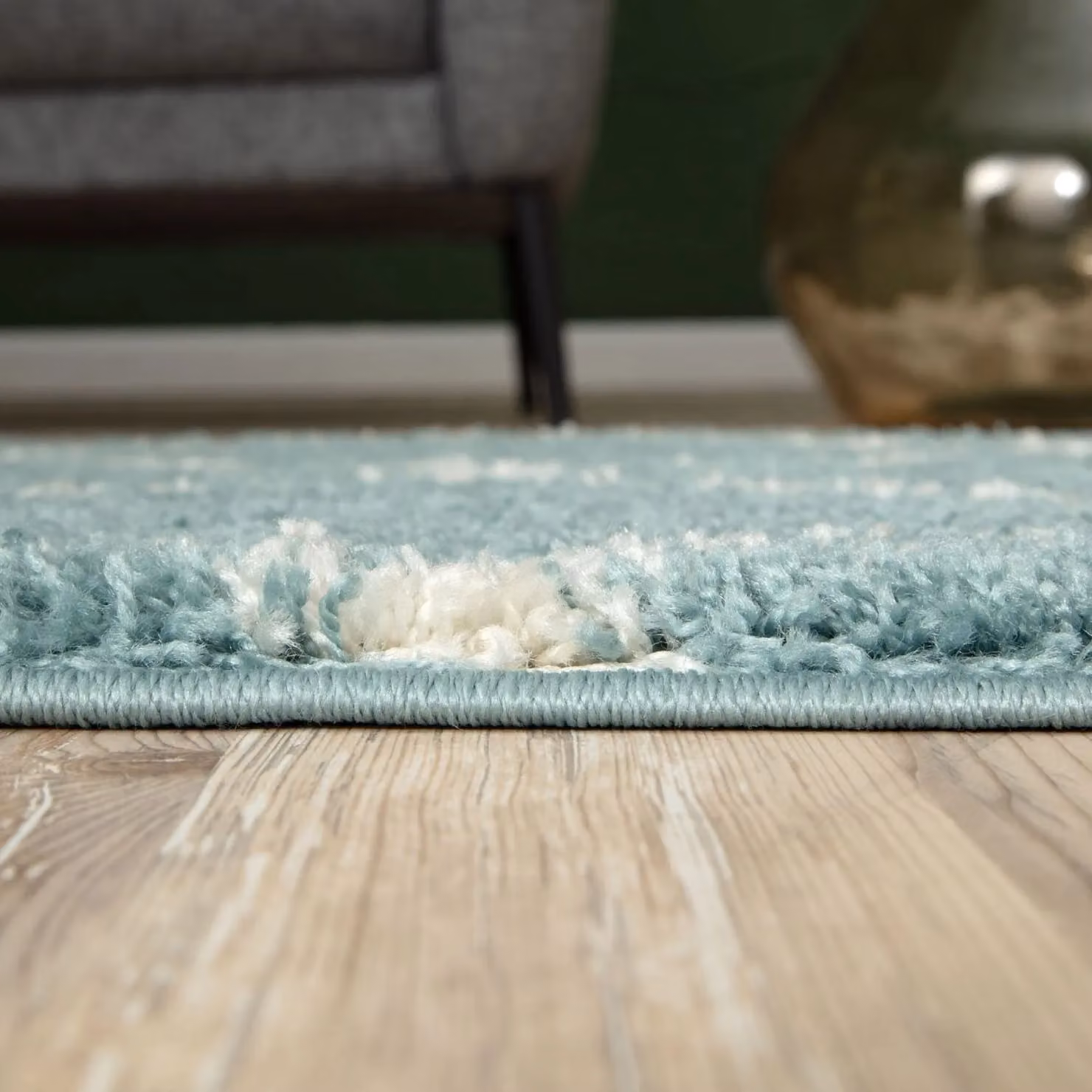 THE RUGS Soft Trellis Shaggy Moroccan Style Rug in Duck Egg Blue, W: 160 cm, D: 230 cm – 3