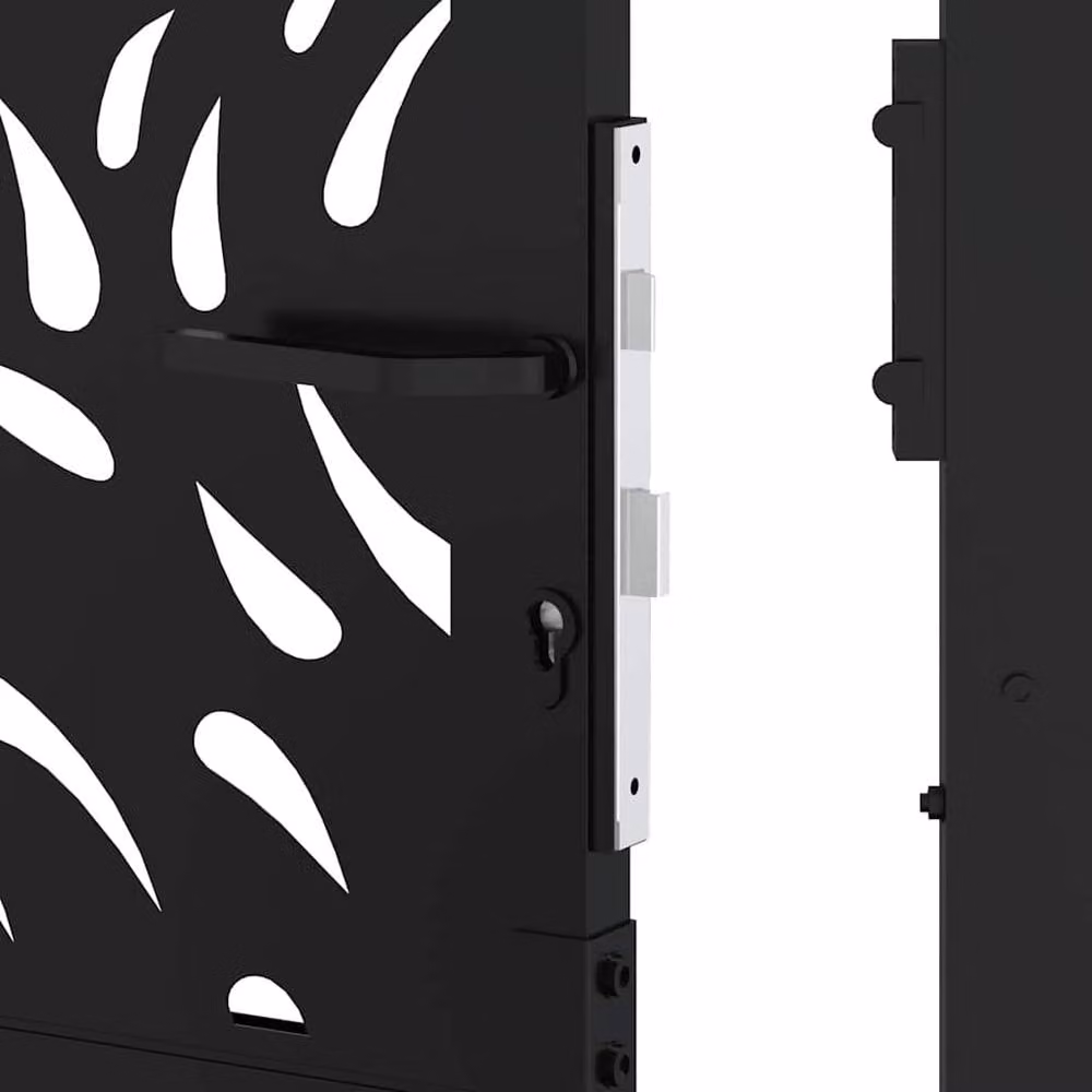 Berkfield Home Beautiful Garden Gate in Black Steel with Flame Design, W: 105 cm, H: 180 cm – 5