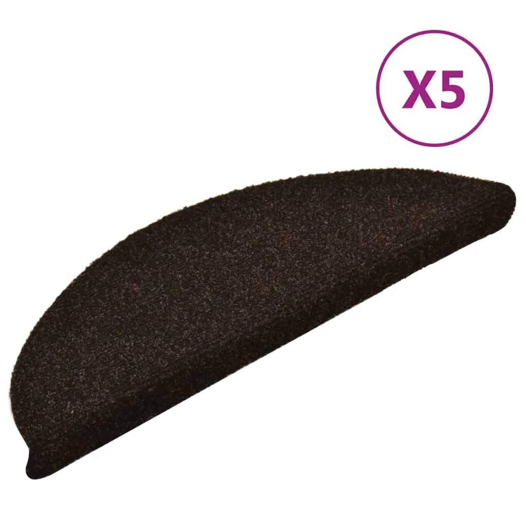 Berkfield Home Self-adhesive Stair Mats, 5 Pieces, Dark Brown, W/D/H: 56 x 17 x 3 cm – 2