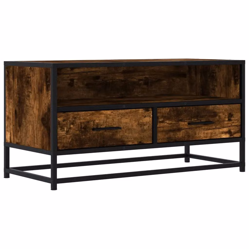 Berkfield Home Industrial TV Cabinet in Smoked Oak and Brown, W/D/H: 80 x 40 x 40 cm – 2