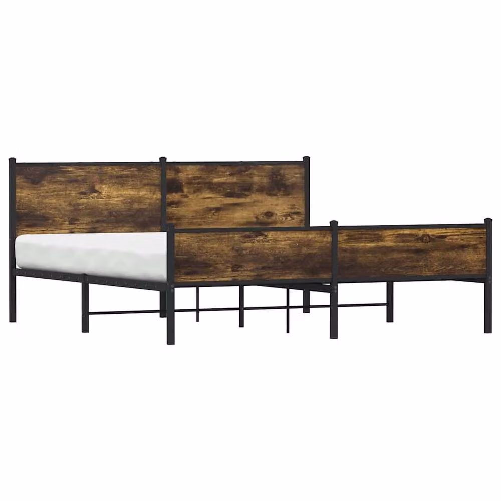 Berkfield Home Metal Bed Frame in Smoked Oak Brown, W/D/H: 160 x 200 cm – 3