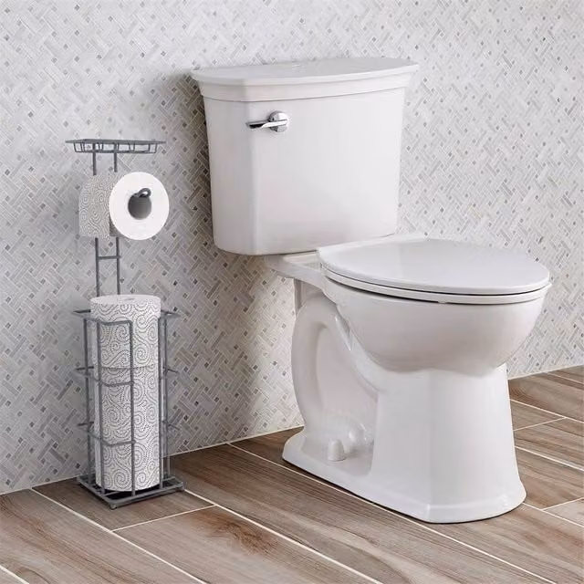 FORGEVIO Grey Metal Freestanding Toilet Paper Roll Holder and Spare Roll Holder, W: 180 cm x H: 180 cm – 1