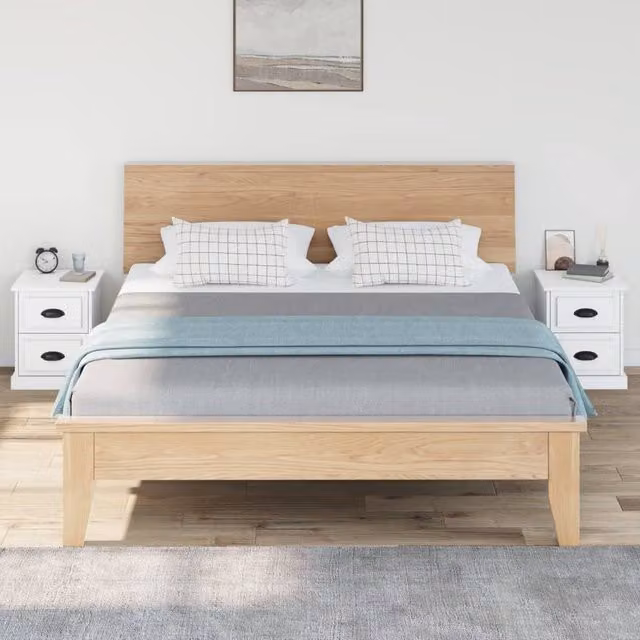 Berkfield Home Set of 2 White Matt Bedside Cabinets, W/D/H: 39 x 39 x 47.5 cm – 1