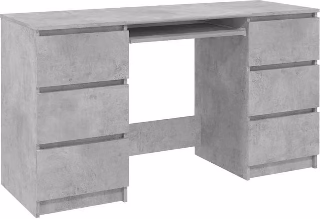 Berkfield Home Writing Desk in Concrete Grey, W/D/H: 140 x 50 x 77 cm