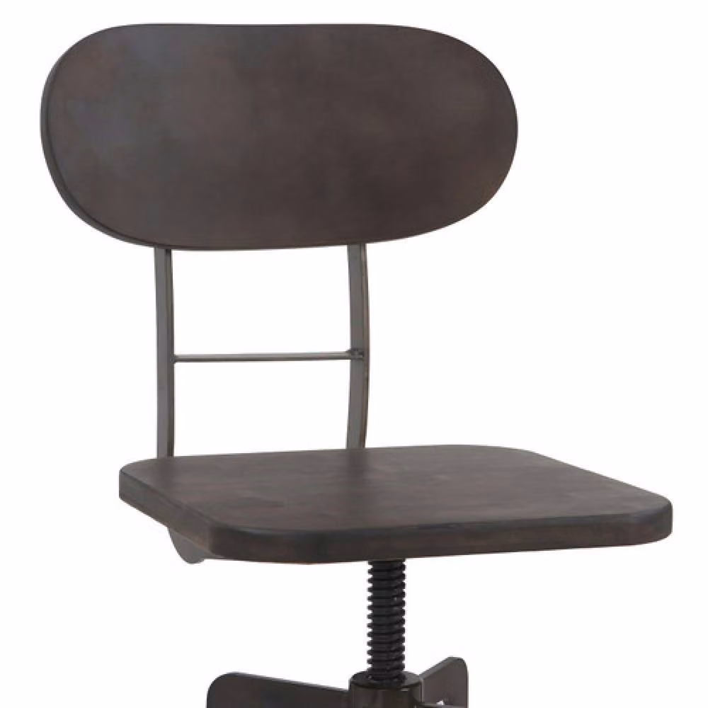 netfurniture Bolzing Retro Industrial Swivel Kitchen Bar Stool with Brown Wood Seat – 2
