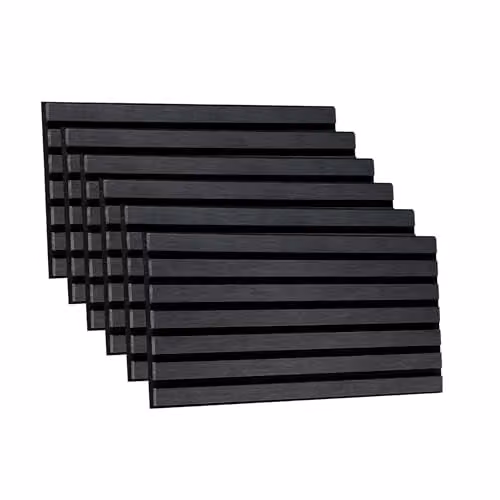 Wallsupply UltrAcoustic Eco Tile Wood Effect Acoustic Slat Wall Panels, Anthracite Grey, 6pcs, W: 29 cm, H: 58 cm