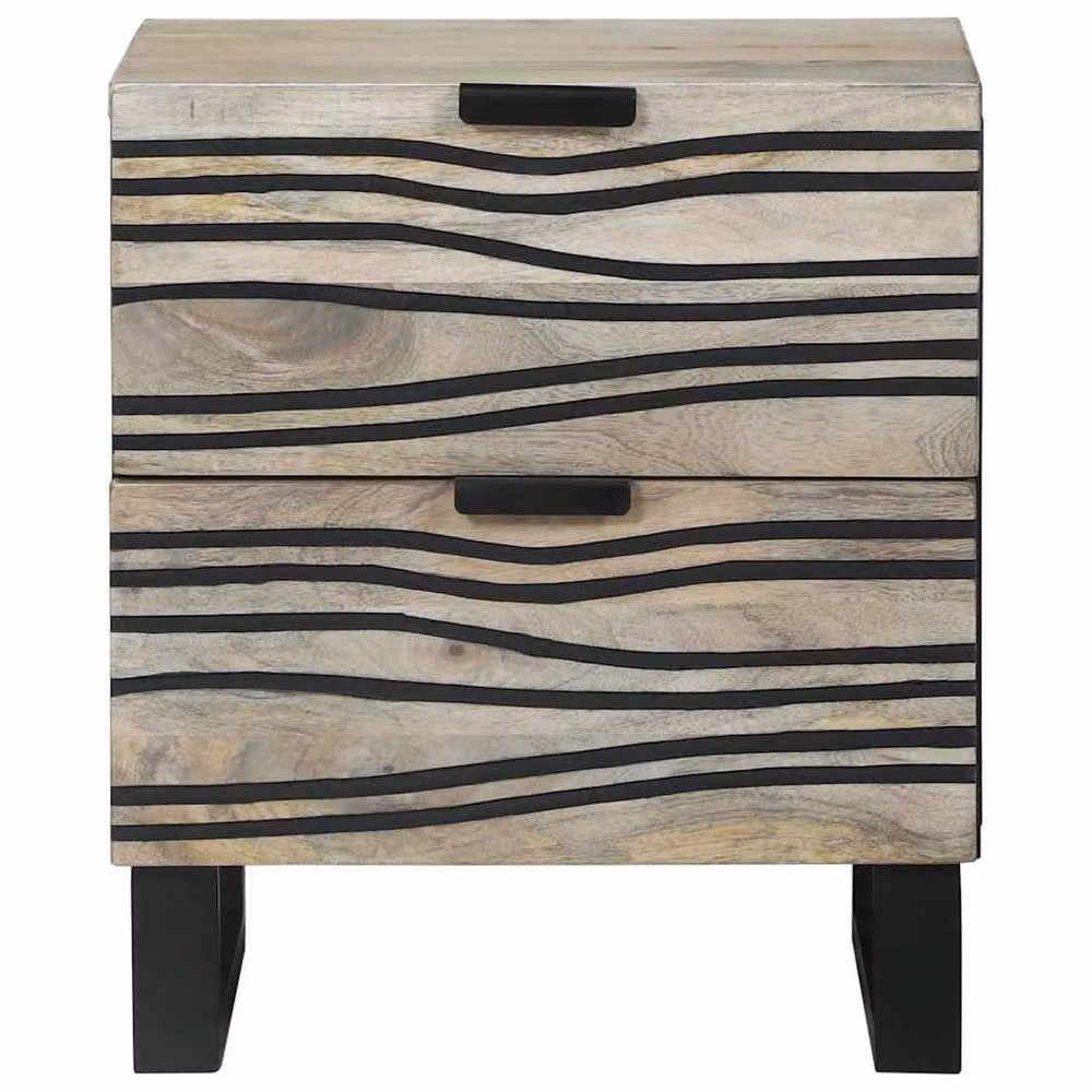 Berkfield Home Industrial Bedside Table with Drawer in White and Black, W/D/H: 40 x 33.5 x 46 cm – 3