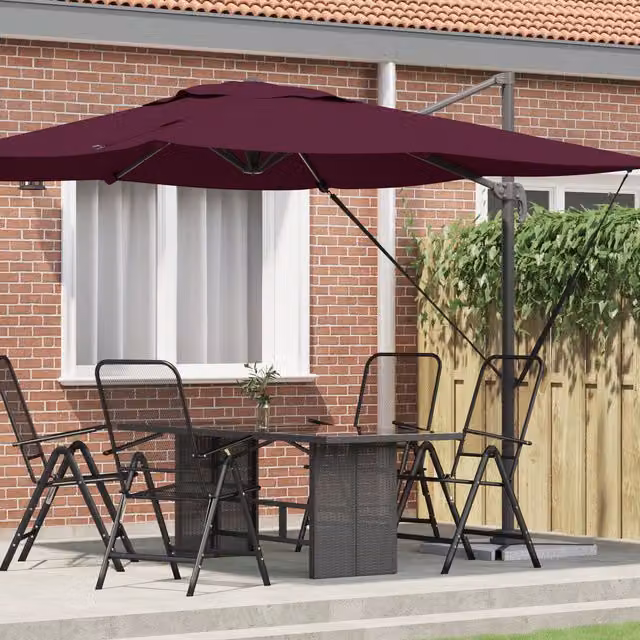 Berkfield Home Roma Cantilever Parasol in Bordeaux Red with Aluminium Frame, W/D/H: 286 x 285 x 265 cm – 1