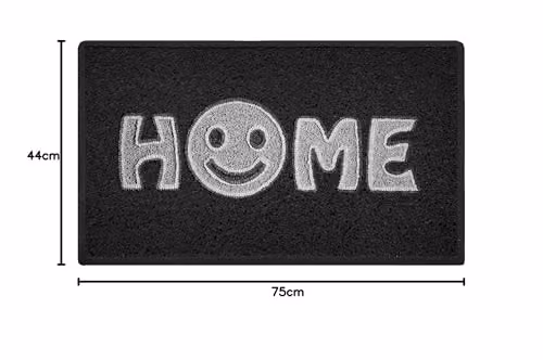 Nicoman Happy Smile Face Doormat, Black and Grey, W: 75 cm, D: 44 cm – 3