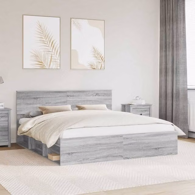 Berkfield Home Sonoma Bed Frame in Grey Pine Wood, 180 x 200 cm – 1