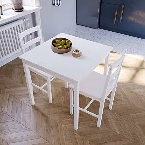 Vida Designs Yorkshire White Pine Dining Set with Table and 2 Chairs – 3