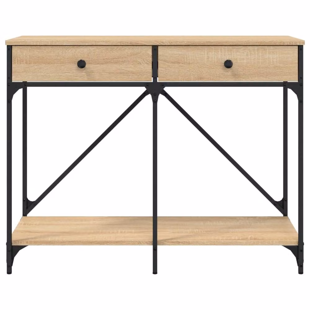 Berkfield Home Sonoma Oak Decorative Console Table in Light Brown, W/D/H: 100 x 39 x 78.5 cm – 3