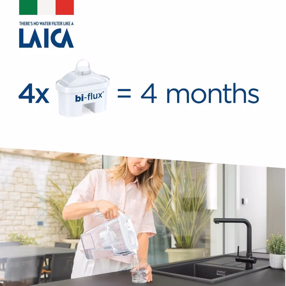 LAICA Big Milano Water Filter Jug with 4 Bi-flux Cartridges, 3.7 l, White – 2