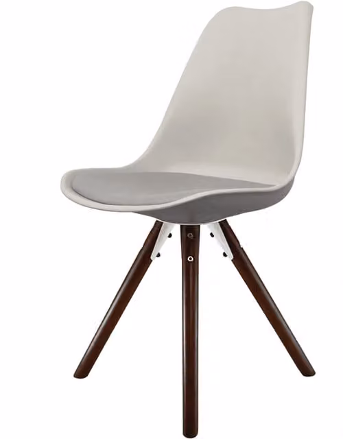 Fusion Living Soho Plastic Dining Chair with Dark Wood Legs - Grey