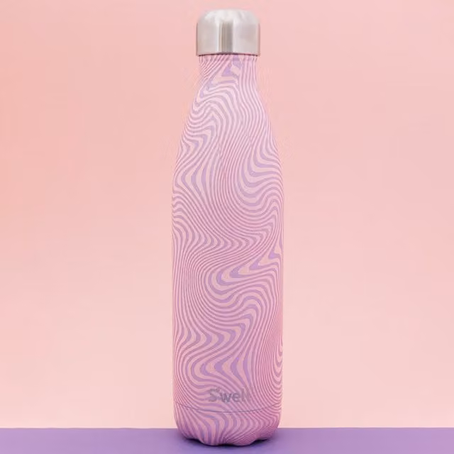 S'well Lavender Swirl Vacuum Insulated Stainless Steel Water Bottle, 750 ml, Purple and Pink