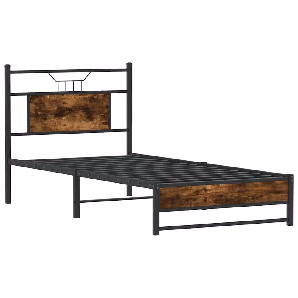 Berkfield Home Smoked Oak Bed Frame in Brown, W/D/H: 90 x 200 cm – 3